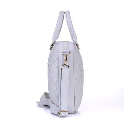 Luxury Genuine Leather Quilted 15.6Inches Laptop Bag/Office Bag/Messenger Bag – White – Leather Laptop Bag – additional product photo | Leather Villa