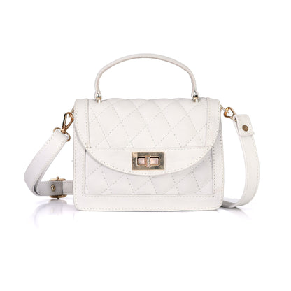 Luxury Genuine Leather Quilted Sling Bag For Women - White | Leather Villa