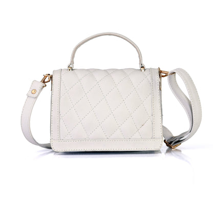 Luxury Genuine Leather Quilted Sling Bag For Women - White - additional product photo | Leather Villa
