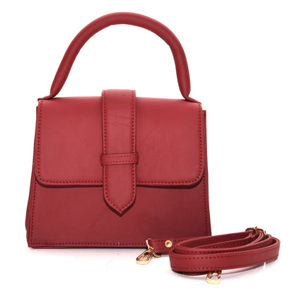 Genuine Leather Handbag/Sling Bag/Chic Bag For Girls - Red | Leather Villa