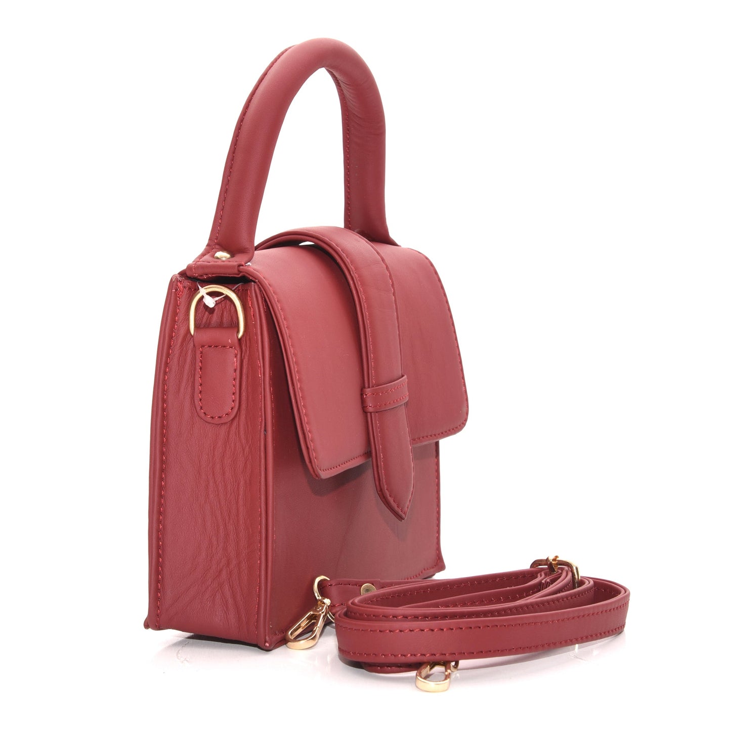 Genuine Leather Handbag/Sling Bag/Chic Bag For Girls - Red - additional product photo | Leather Villa