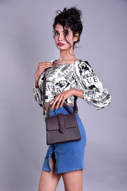 Genuine Leather Handbag/Sling Bag/Chic Bag For Girls - Black - additional product photo | Leather Villa