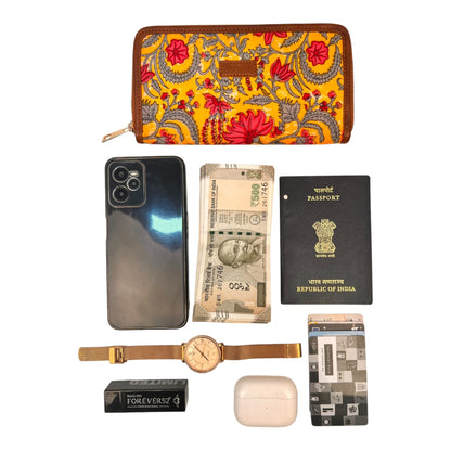 ARDAN Bohemian Yellow Hand Clutch Wallet for Girls & Womens AL208B