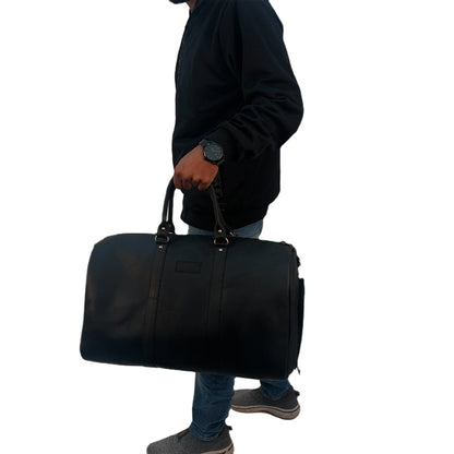 Genuine Leather Duffle Bag with Shoe Compartment Large Size