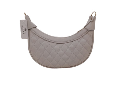 Luxury Leather Quilted Handbag/Sling Bag/Moon Bag for Girls/Women/Ladies - White - additional product photo | Leather Villa