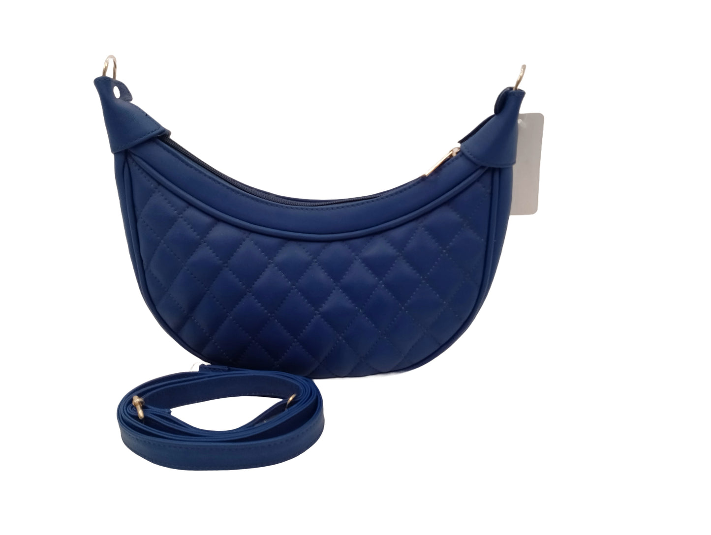 Luxury Leather Quilted Handbag/Sling Bag/Moon Bag for Girls/Women/Ladies - Blue | Leather Villa