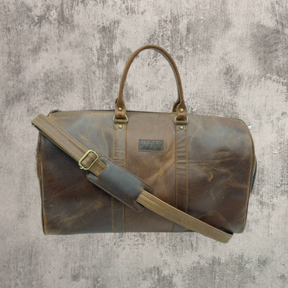 Genuine Leather Duffle Bag with Shoe Compartment Large Size – Tan | Leather Villa