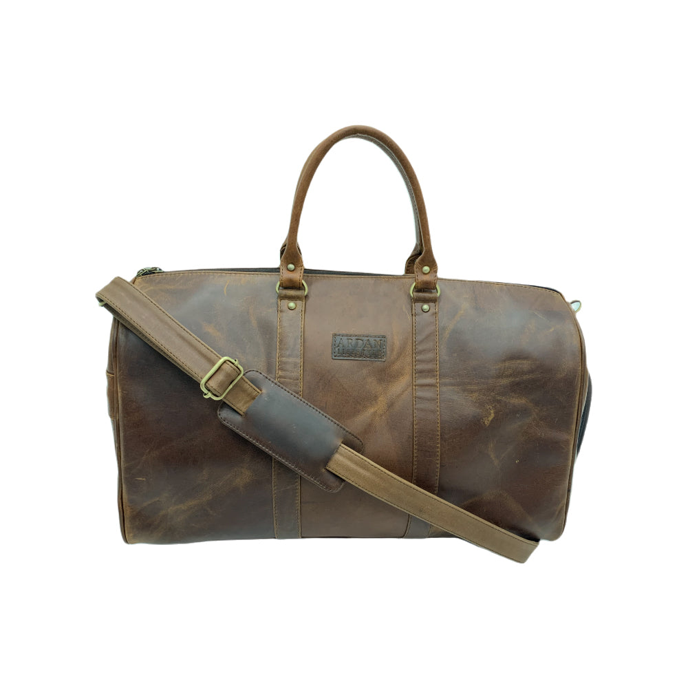 Genuine Leather Duffle Bag with Shoe Compartment Large Size