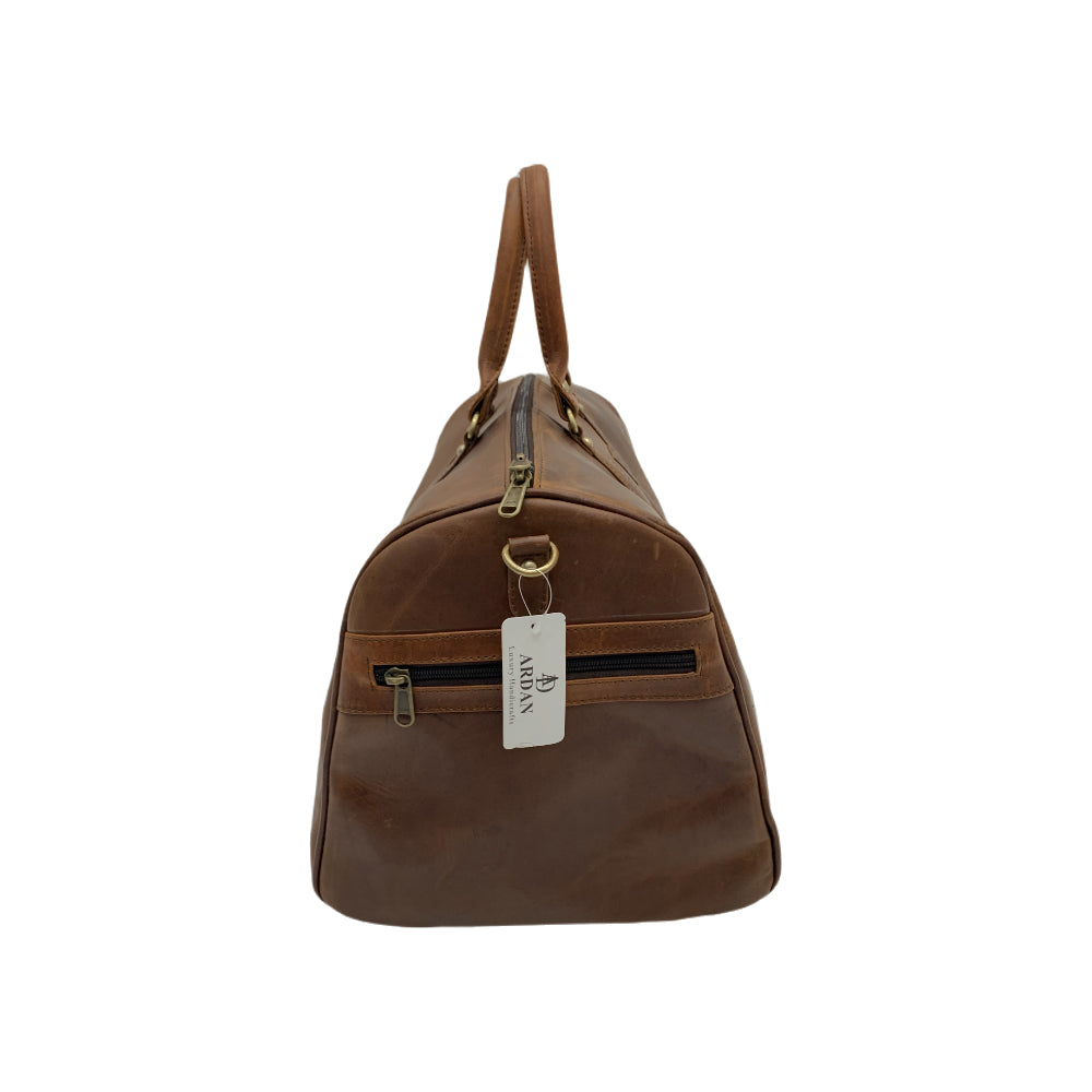 Genuine Leather Duffle Bag with Shoe Compartment Large Size – Tan – additional product photo | Leather Villa