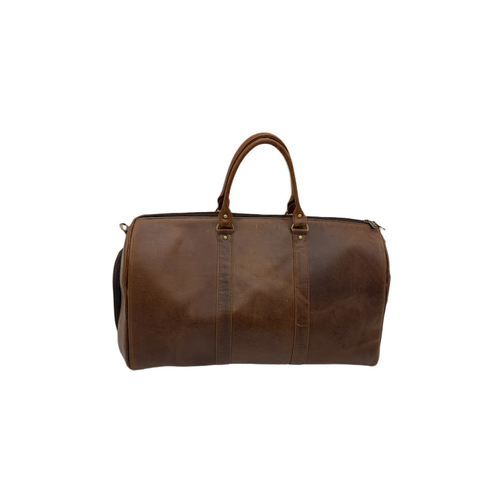 Genuine Leather Duffle Bag with Shoe Compartment Large Size – Tan – additional product photo | Leather Villa