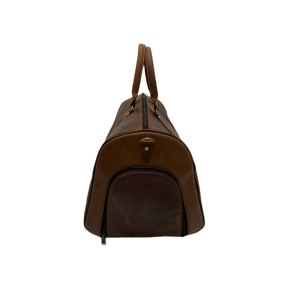 Genuine Leather Duffle Bag with Shoe Compartment Large Size – Tan – additional product photo | Leather Villa