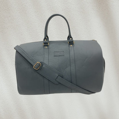 Genuine Leather Duffle Bag with Shoe Compartment Large Size – Grey | Leather Villa