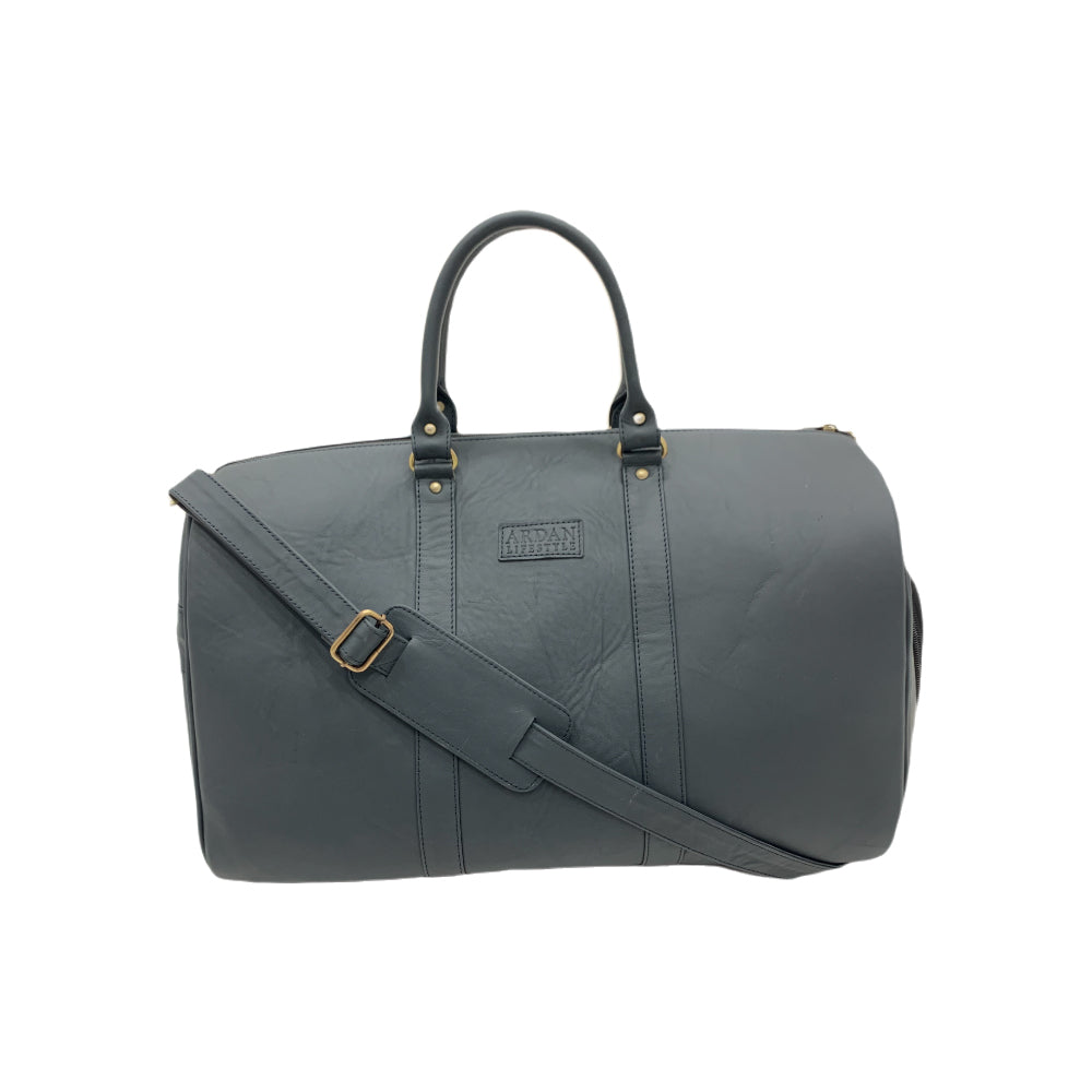 Genuine Leather Duffle Bag with Shoe Compartment Large Size – Grey – additional product photo | Leather Villa
