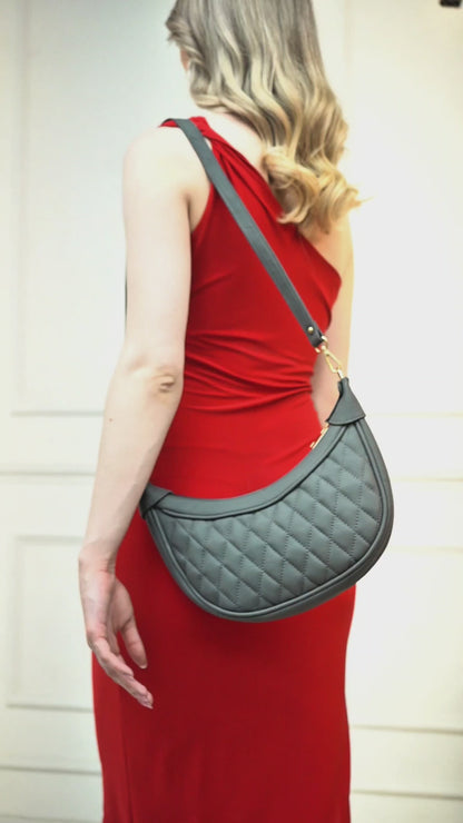 ARDAN Luxury Leather Quilted Handbag/Sling Bag/Moon Bag for Girls/Women/Ladies AL300A