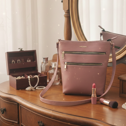 Ardan Black Sling Bag with Detachable Belt for Girls & Women DUSTY PINK SKU174