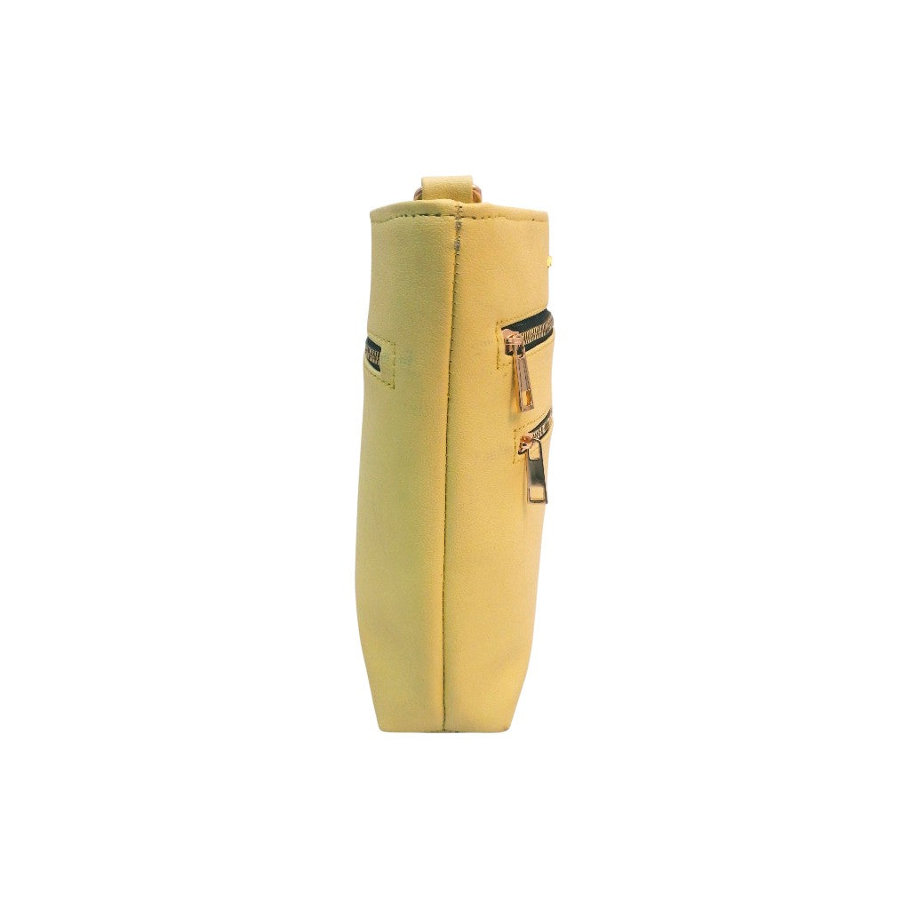 Ardan Black Sling Bag with Detachable Belt for Girls & Women YELLOW – Women's HandBag/Sling Bag – additional product photo | Leather Villa
